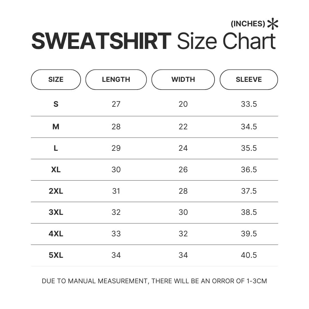 Sweatshirt Size Chart - Bugs Bunny Merch