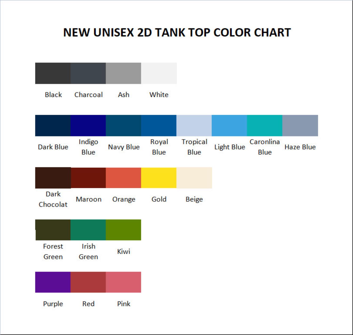 tank top color chart - Bugs Bunny Merch