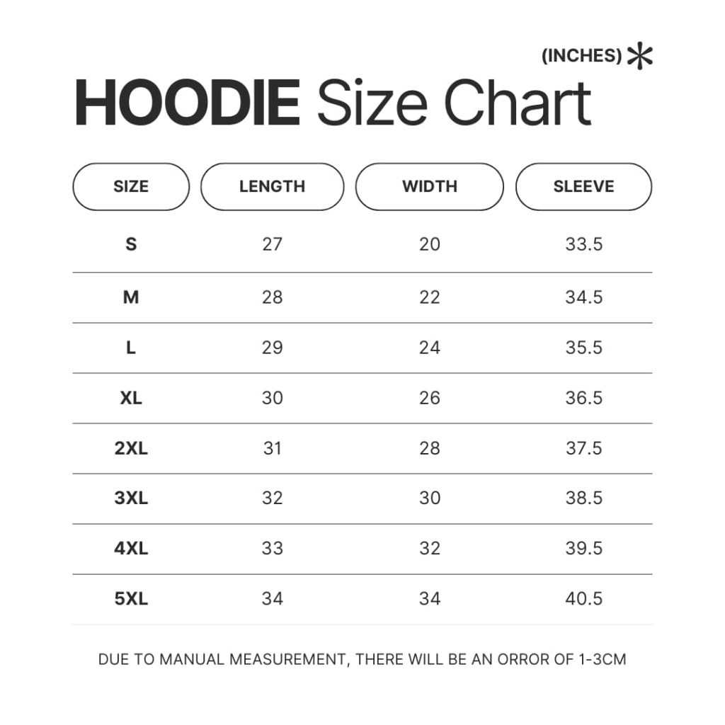 Hoodie Size Chart - Bugs Bunny Merch