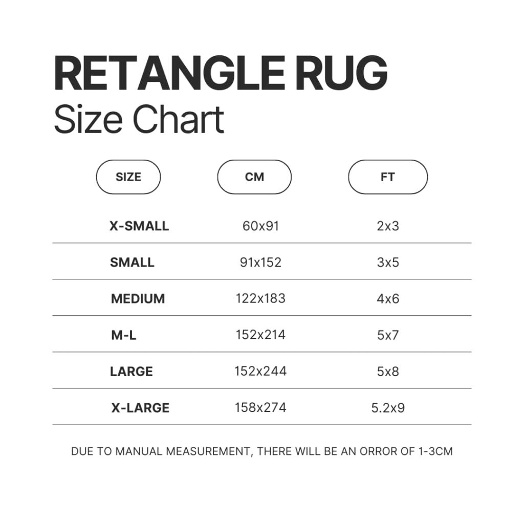 Retangle Rug Size Chart - Bugs Bunny Merch