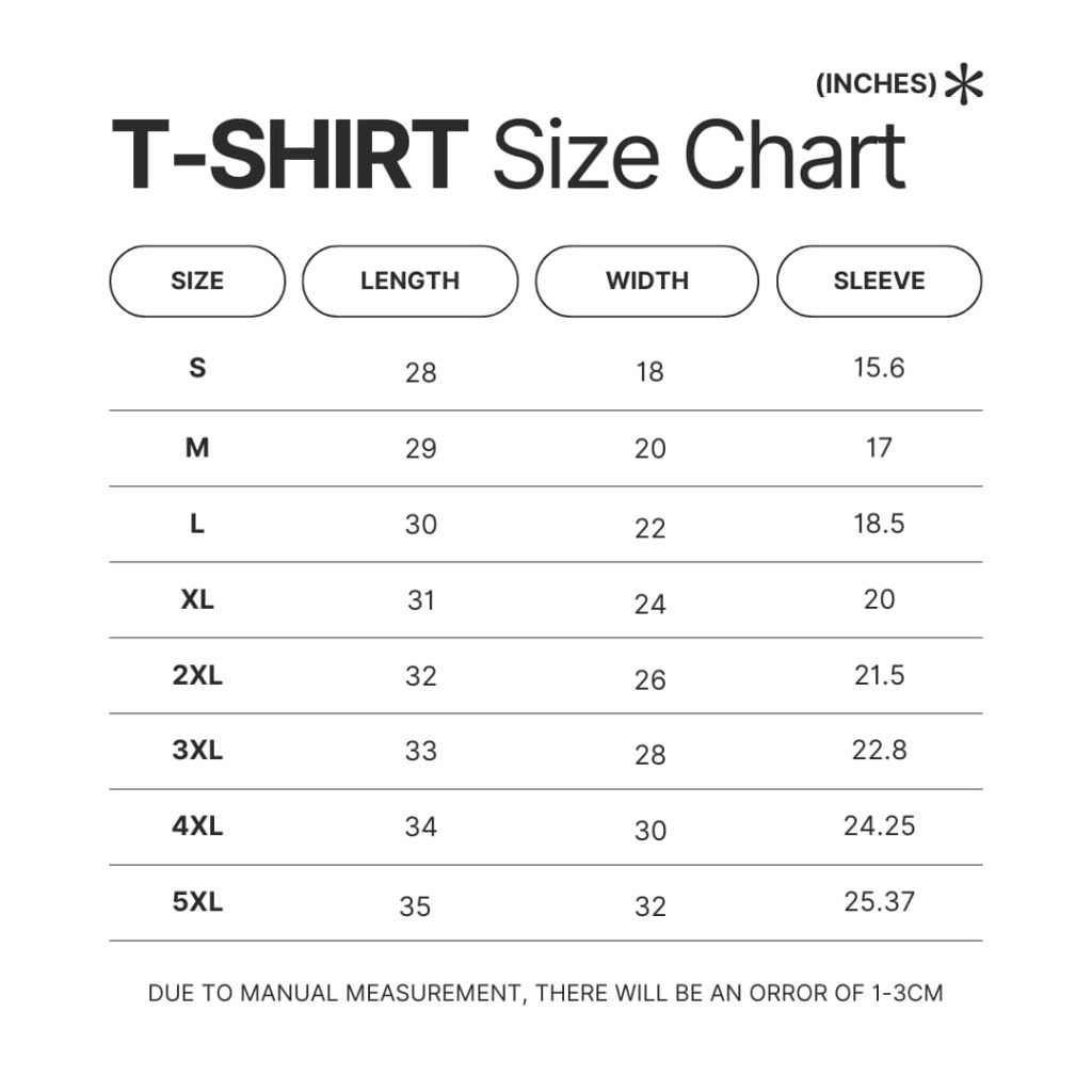 T shirt Size Chart - Bugs Bunny Merch