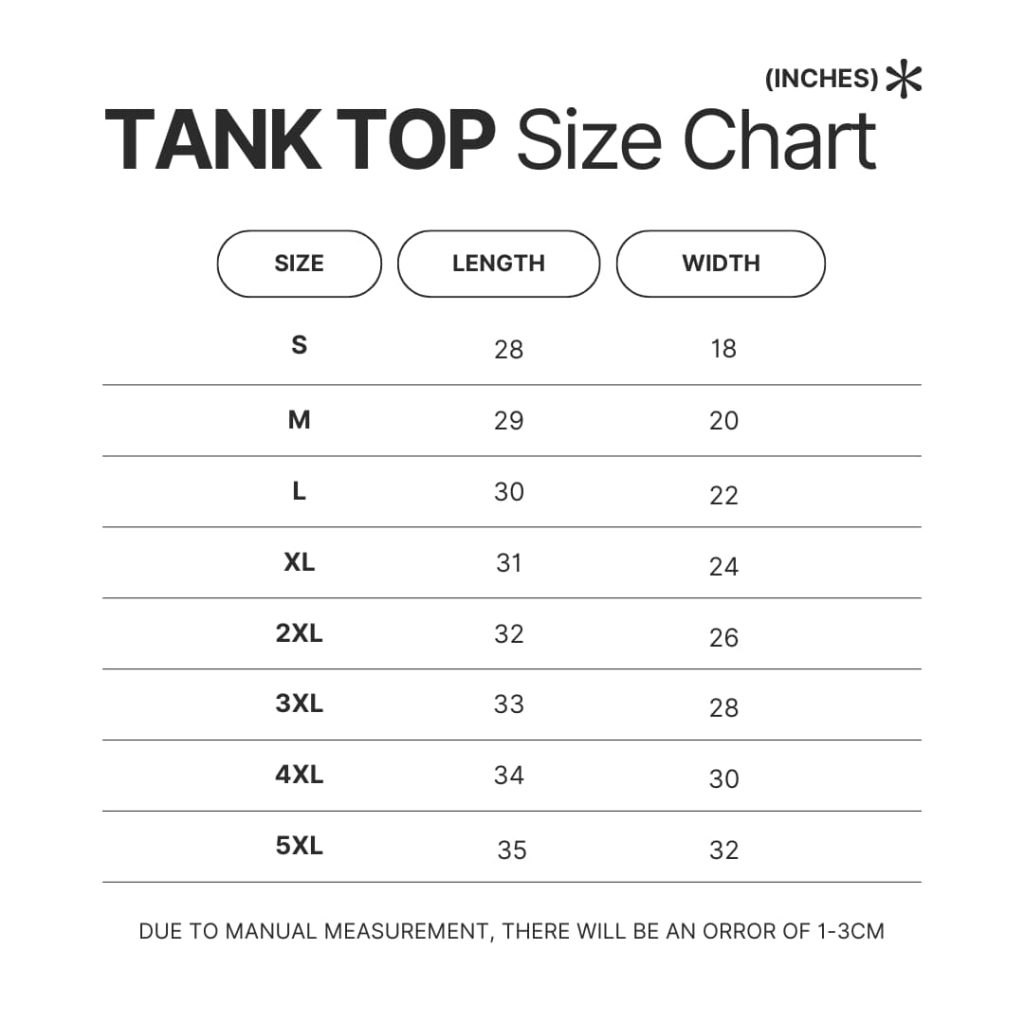 Tank Top Size Chart - Bugs Bunny Merch